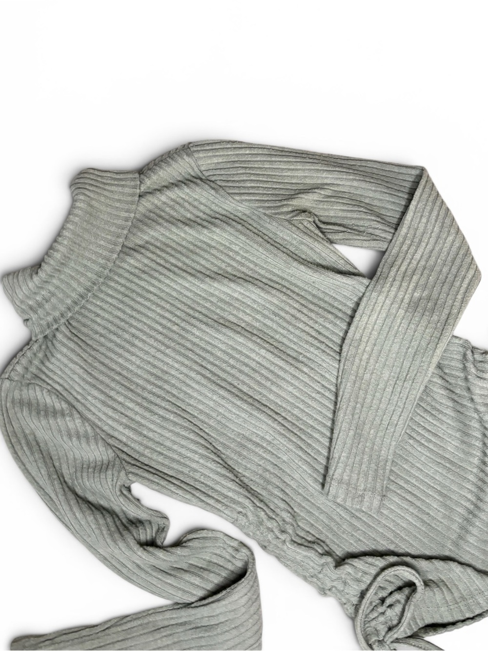 Ribbed Turtleneck Sweater Dress - Light Gray